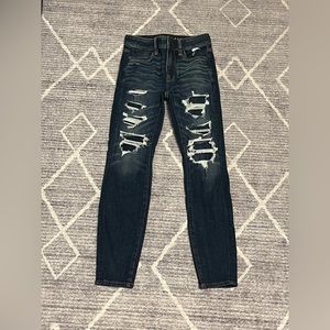 American Eagle Next Level Stretch Dark Ripped Jeans 00 Short